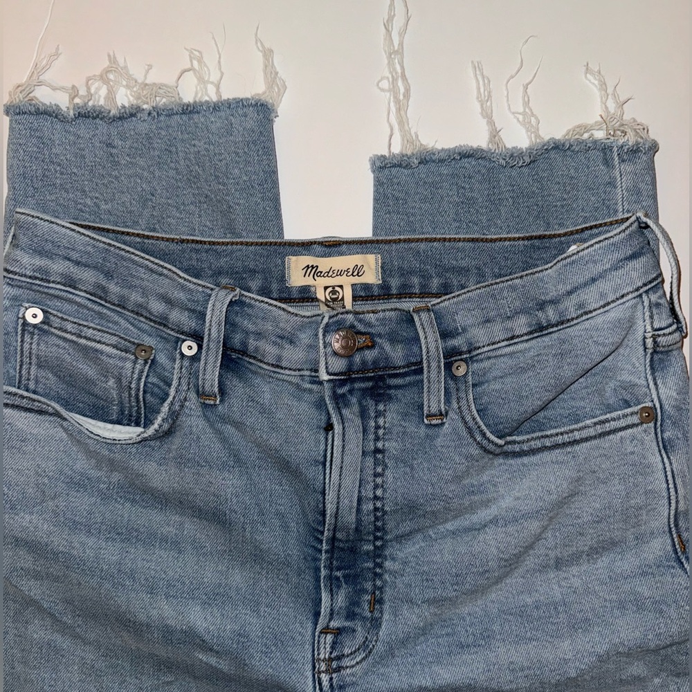 Madewell The Perfect Vintage High-Waisted Distressed Straight Leg Jeans, Size 29